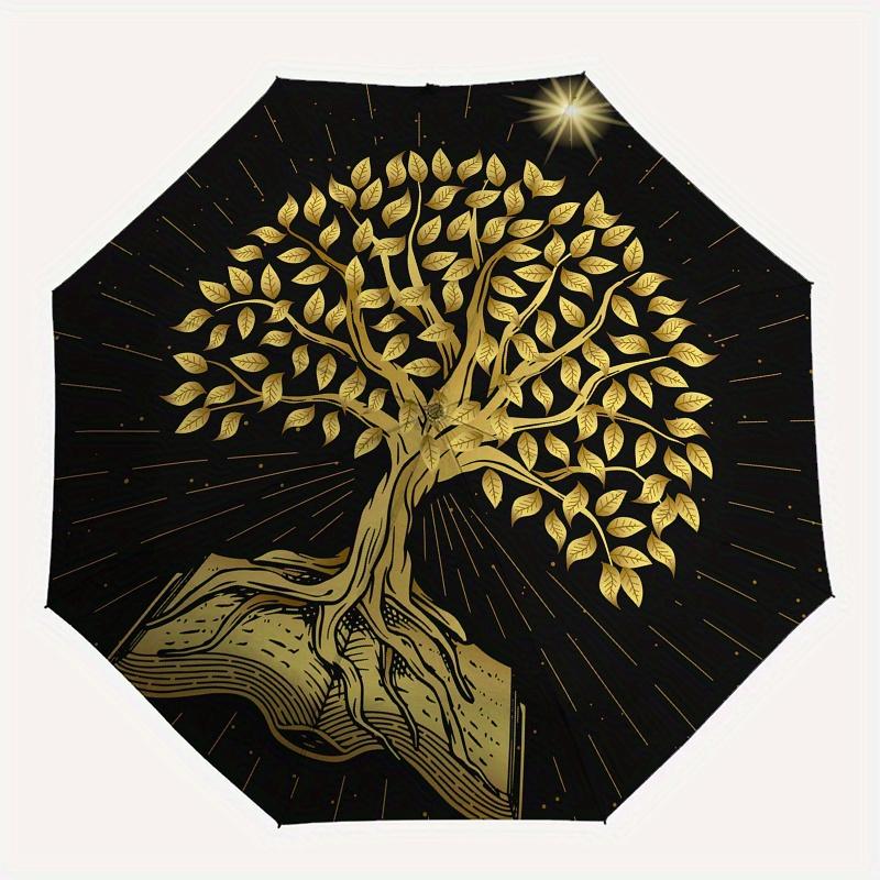 Enchanted Tree of Knowledge: A Magical Book Cover DesignUmbrella, Portable 3-Fold Umbrella for Men & Women,Christmas Gift ES85