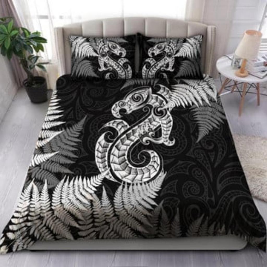Comforter Cover Set New Zealand Bedding Set Blue Manaia Maori Silver Fern Duvet Cover