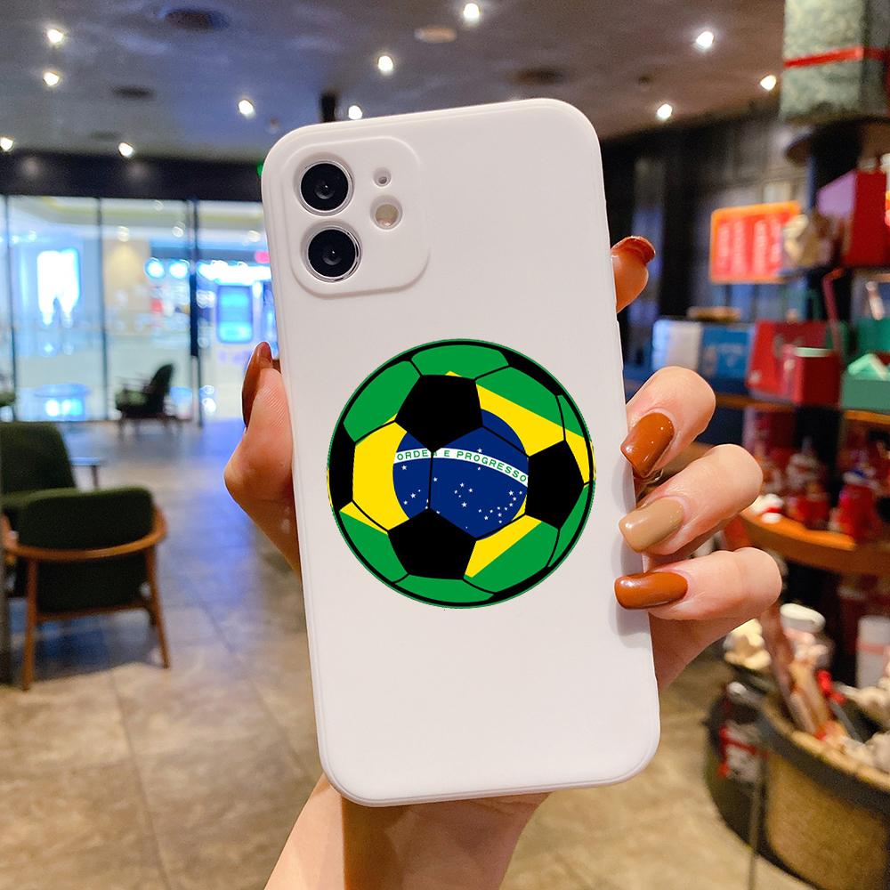 Drapelul Braziliei, fotbal, husă de lux pătrată din silicon lichid pentru iPhone 14 11 12 13 Pro Max Mini X XS XR 7 8 Plus SE2 DIY Cover