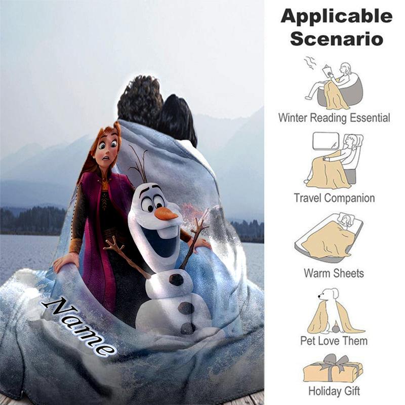 Custom 1pc Elsa's Frozen Fantasy Blanket, Soft And Comfortable Blanket, Casual Warm, Camping Travel Blanket, Birthday Gift Q91064