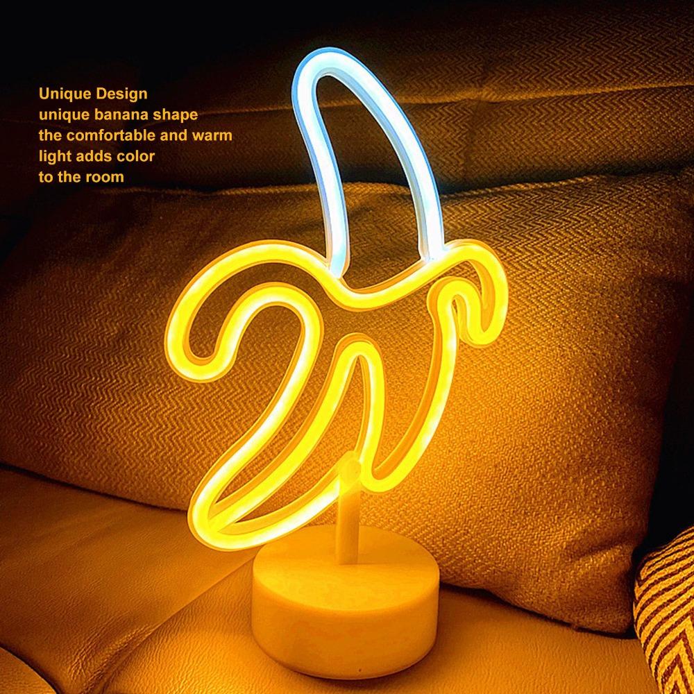 Banana Shaped LED Neon Night Light USB Battery Powered Fruit Neon Sign  Bar Decoration