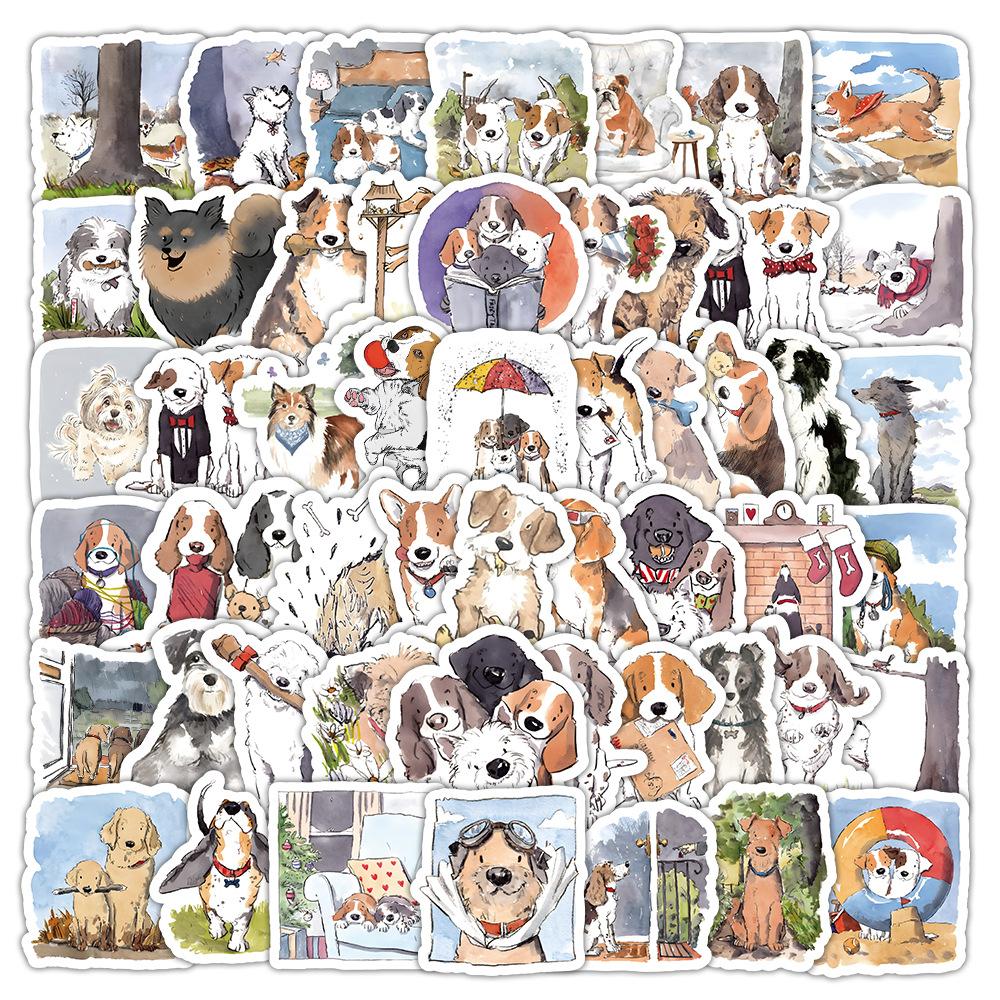 1050 100Pcs Happy Dog Stickers Funny Dog Cartoon Sticker Animal Decals Diy Luggage Laptop Phone Car Bike Skateboard Kids Toy