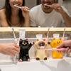 Cartoon Animal Cat Toothbrush Holder Anti-Slip Base Toothpaste Storage Shelf  Bathroom Organizer