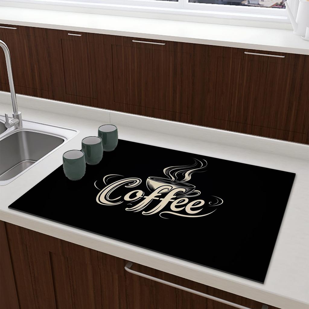 Kaffeemaschinenmatte Wasserdicht Küchen Geschirrtrockenmatten Rutschfeste Abtropfmatte Schnelltrocknend Geschirr Wasserhahn Essgeschirr Teppich