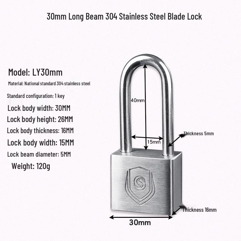 Extended Padlock Cabinet Lock, Long Beam & Handle, U-Shaped Household Door Lock
