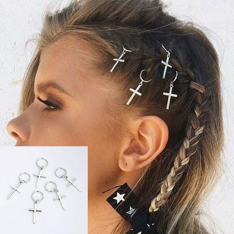 European and American Personalized Small Dreadlocks Trendy Braided Hair Headdress XINGX Cross DIY Pendant Hair Accessories Barrettes Ornament Women