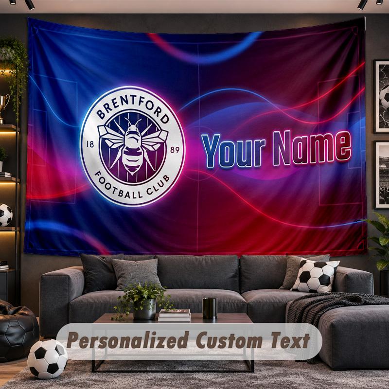 Brentford Football Personalized Tapestry Support Custom Name, Wall Art Home Decoration