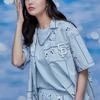 New MLB Cashew Flower Shirts Unisex Sky Blue 31WSH3131-14S