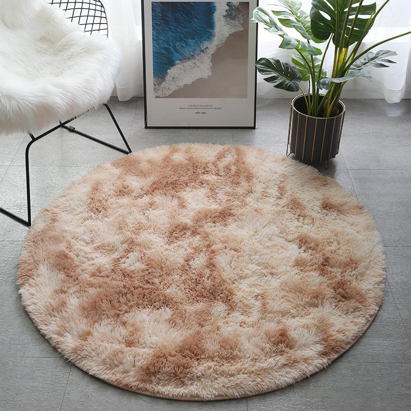 

Райдужний плюшевий круглий килимок для спальні, кудлатий круглий килим, вітальня, журнальний столик, пухнастий домашній декор для дівчинки Diameter 60cm