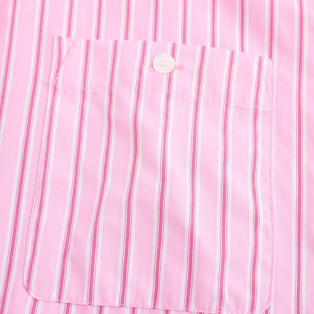 2025 Spring Women's Striped Poplin Shirt: Casual, Versatile, Turn-Down Collar, Long-Sleeve Fashion