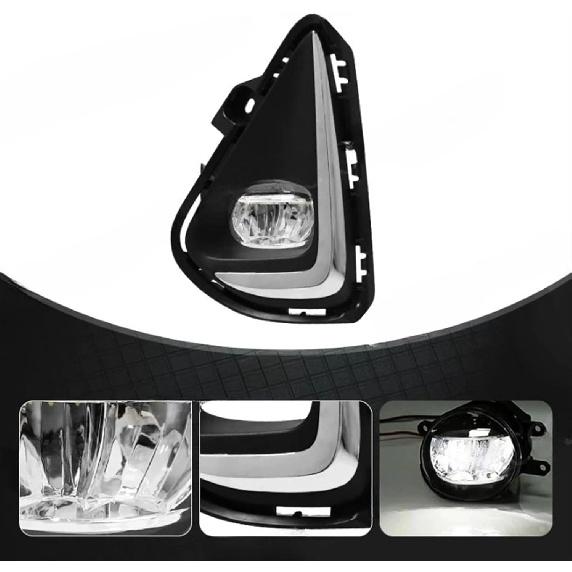 Led Fog Lights Compatible For Toyota Corolla Axio 2018 2019 2020 2021 Fog Lamp Assembly Grill Headlight Wires Button Frame Chrome Covers(Led Fog