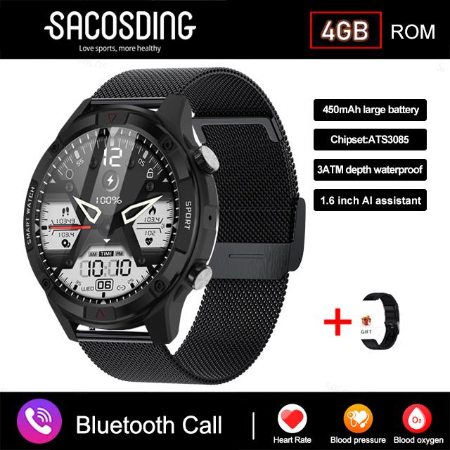 Smart Watch Men Amoled Display Sports Watches 4g Rom Voice Calling Local Music Waterproof Men Smartwatch For Xiaomi Android