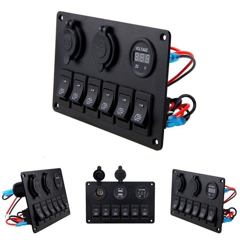6-gangový spínač ovládacího panelu Led Rocker Breaker Auto Marine Boat Truck okruh