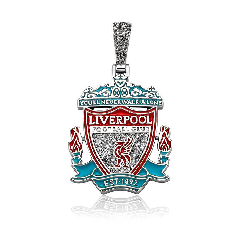 European & American Hip-Hop Football Club Badge Pendant with Colorful Drip Oil - Fan Commemorative Medal Necklace