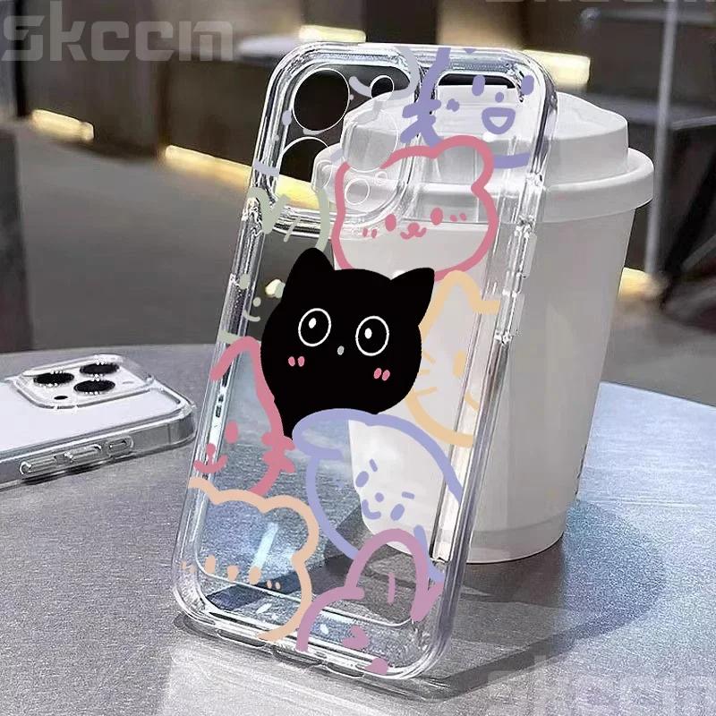 Cartoon Animal Cute Cat Soft Clear Phone Case For iPhone 15 Cases iPhone 16 14 13 12 11 Pro Max Mini XS XR X 7 8 Plus Cover