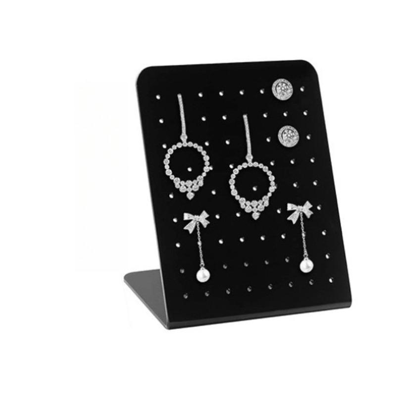 

72 Hole Acrylic Jewelry Rack Needle Type Earring Holder 120 Hole Earring Display Board Storage Jewelry Necklace Display Rack Counter Props 11.6x8x4.5cm 1pcs чёрный
