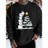 Men's Casual Graphic Sweatshirt with Snow Fun and Star Wish Print - Trendy Machine  Sporty Casual Sweatshirt, Perfect Choice for Autumn and Winter
