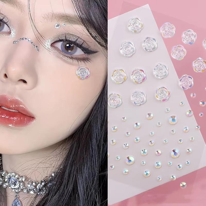 

Водонепроницаемые наклейки для лица со стразами и бабочками, временные наклейки для татуировок с жемчугом, долговечные блестки для тела, макияжа для ногтей и лица, декора