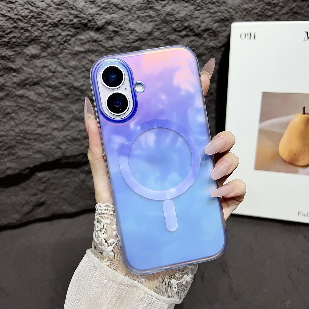 For iPhone 16 Case Compatible with MagSafe Ink Painting IMD PC+TPU Phone Cover