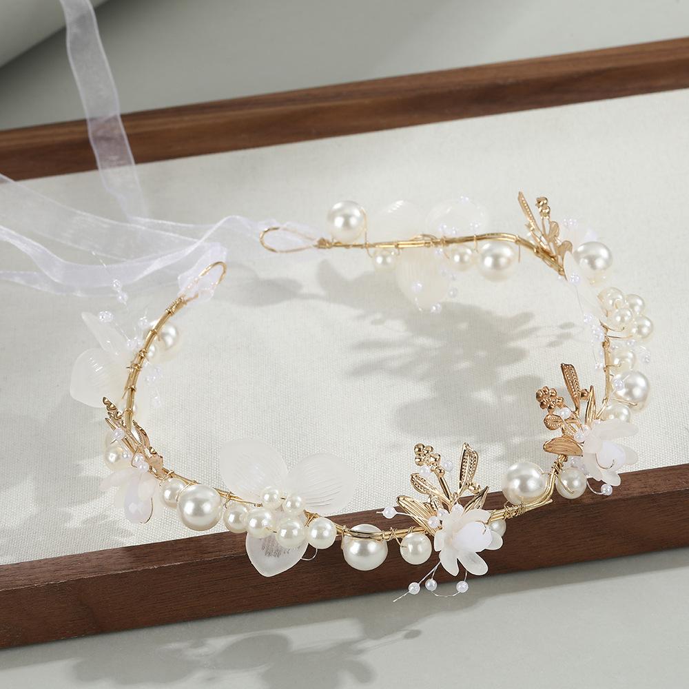 Korean Style Elegant Pearl Headband Flower Starry Crown Hair Hoop For Women
