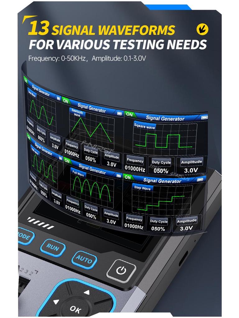 FNIRSI DSO-TC4 3-in-1 Oscilloscope, Transistor Tester, Signal Generator, 10M Bandwidth, Burn-Proof