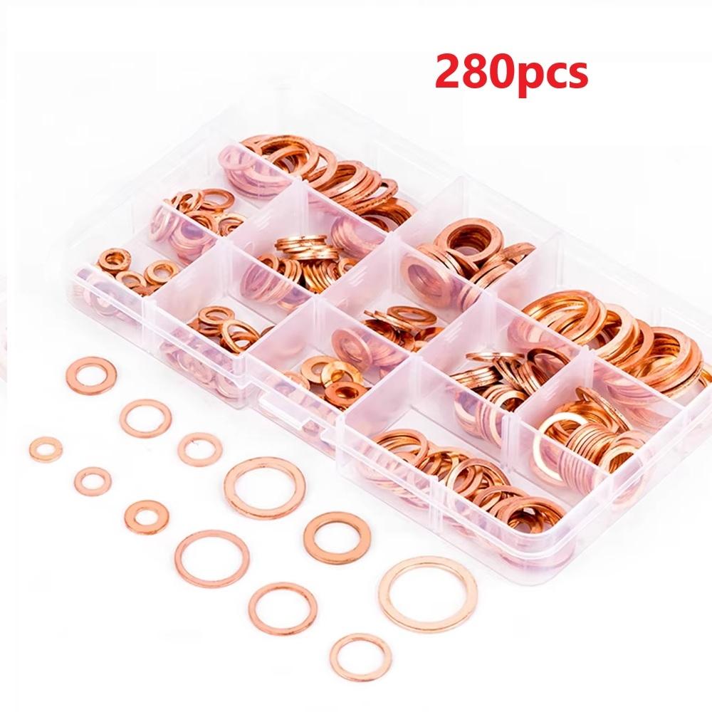 Copper Washer Flat Ring Seal Gasket Set High Hardness