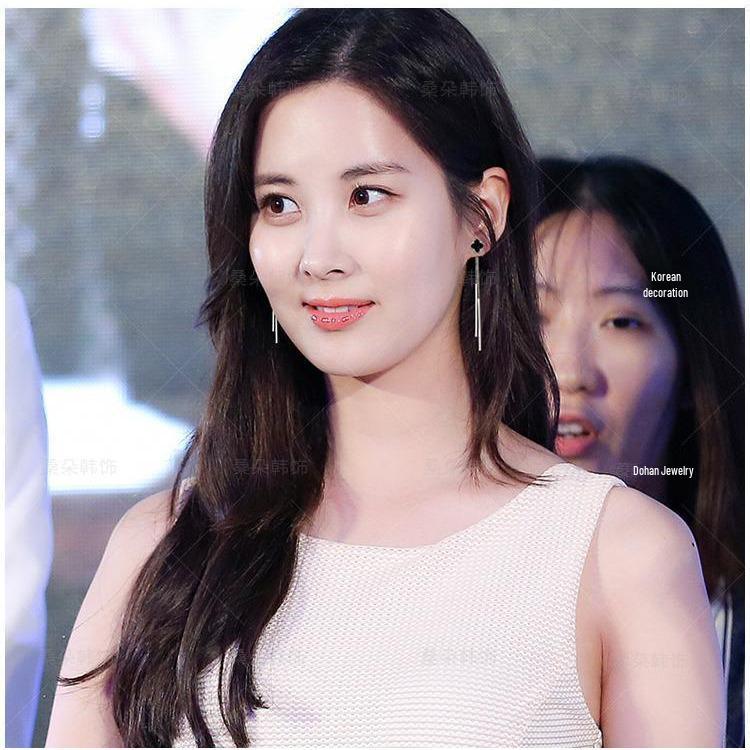 Ohrringe mit langem Quasten-Klee im koreanischen Stil für Damen