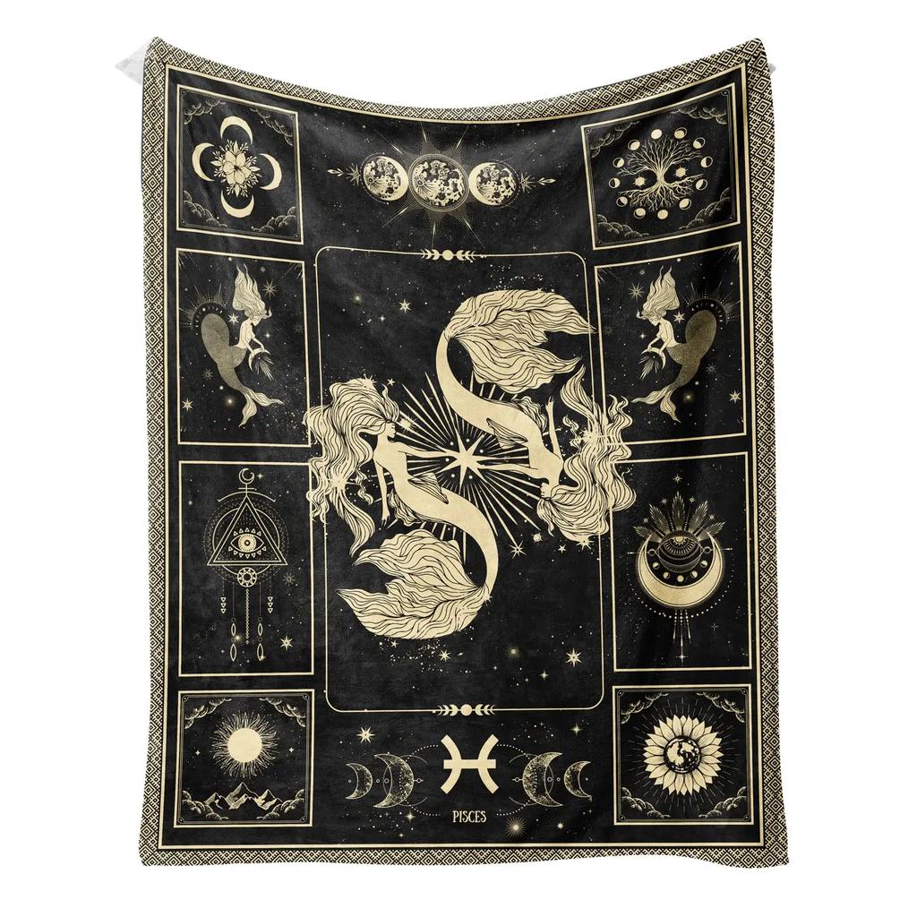 Regali Zodiaco Leone per Donne Tema Costellazione Lunare Coperta Plaid Decorazioni Astrologia Regali di Compleanno Leone Stregoneschi Coperte Gotici