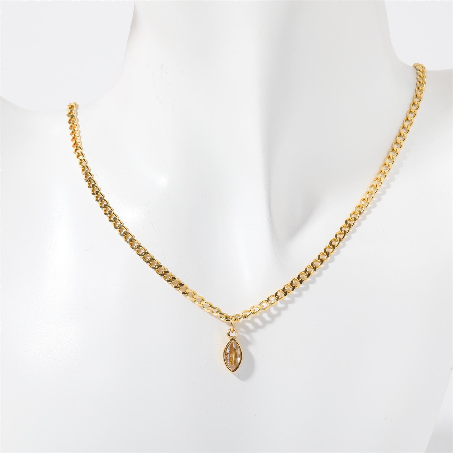

Color-Preserving Horse S Eye Zircon Necklace Furnace Vacuum Electroplating Zircon Necklace Simple And Light Luxury прозрачный