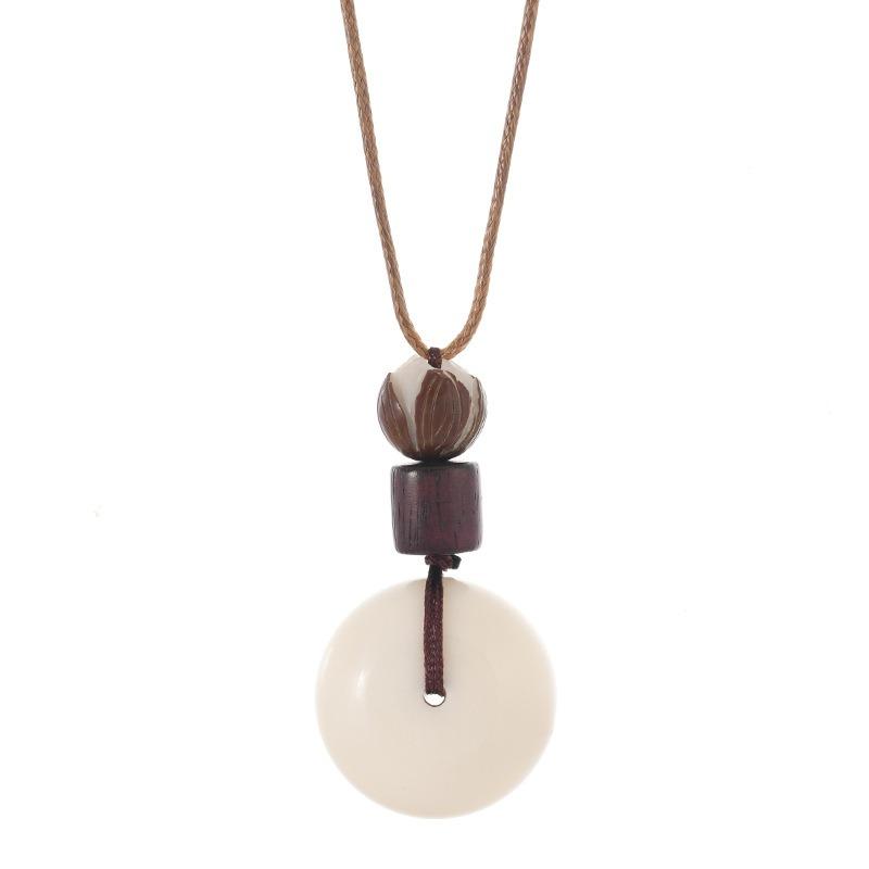Ivory Fruit Safety Buckle Necklace Long Bodhi Sweater Chain Niche Retro Literary Women's Accessories
