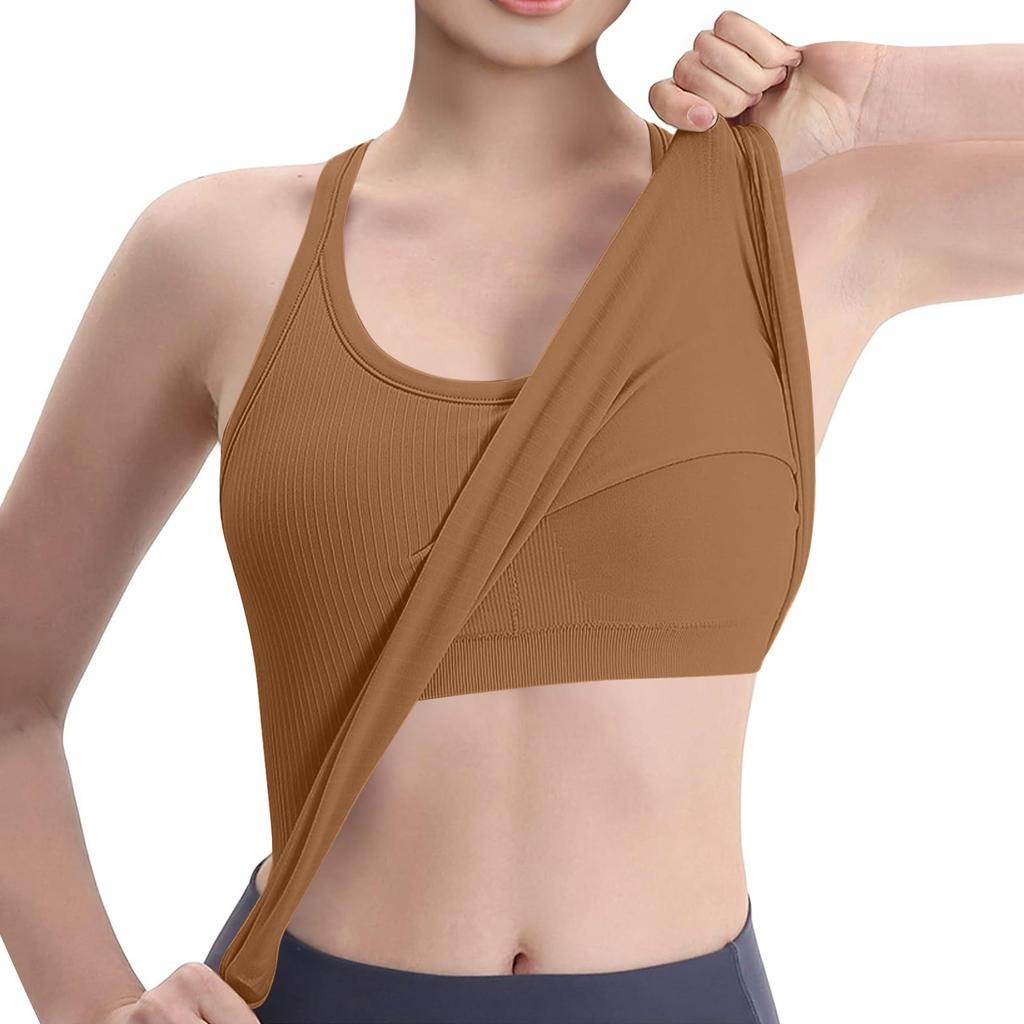 Breathable And Shock-absorbing Sports Bra With Chest Cushion And Herringbone Thread Top For External Wear
