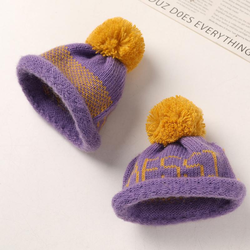 1Pcs Cute Doll House Doll Mini Woolen English Ball Hat Handmade Woven Knitted Woolen Head Covers Diy Decoration Toy For Children