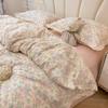 Washed cotton double-layer yarn bed four-piece set princess wind quilt cover knitted cotton bed sheet skin-friendly breathable pillowcase three-piece