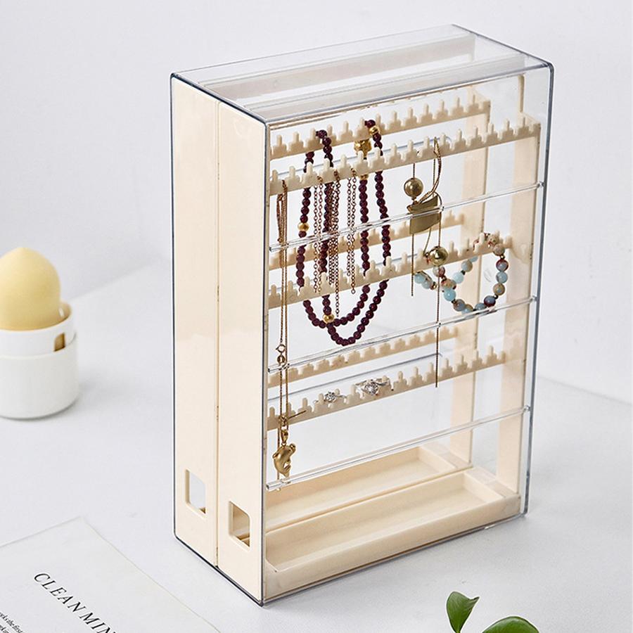 1PCS Organisateur de Bijoux en Plastique Transparent Boîte à Colliers Bracelets Anti-poussière Support à Bijoux Boucles d'Oreilles Boîte de Rangement pour Boucles d'Oreilles