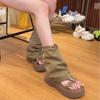 Retro Denim Zehen-Hosenstiefel! Sommersandalen tragen dicke Sohle Wasteland-Stil dünne kühle Stiefel