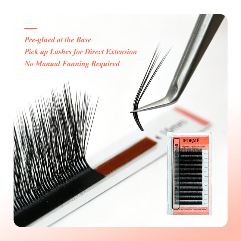 IFORME Wild Multiple Layered Camellia Eyelash Pre-glued Base Easy Fan Wispy Fluffy Eyelash Extension LB LC LD M LU