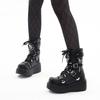 Size 42 Brand New Ladies Wedges High Heels Boots Fashion Metal Decor Buckle Punk Platform Women's Boots Party Goth Street Woman Shoes
