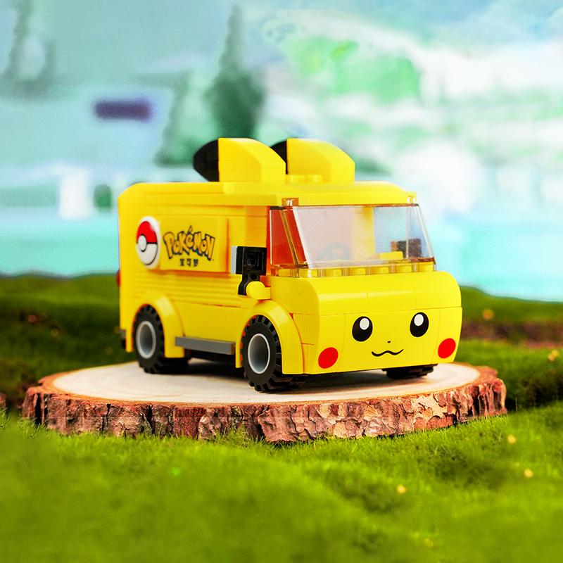 Non-Toxic Pokemon Building Blocks Pikachu Mini Food Car Bus Model Bricks Desktop Decoration Ornaments Children Diy Toys Holiday Gifts