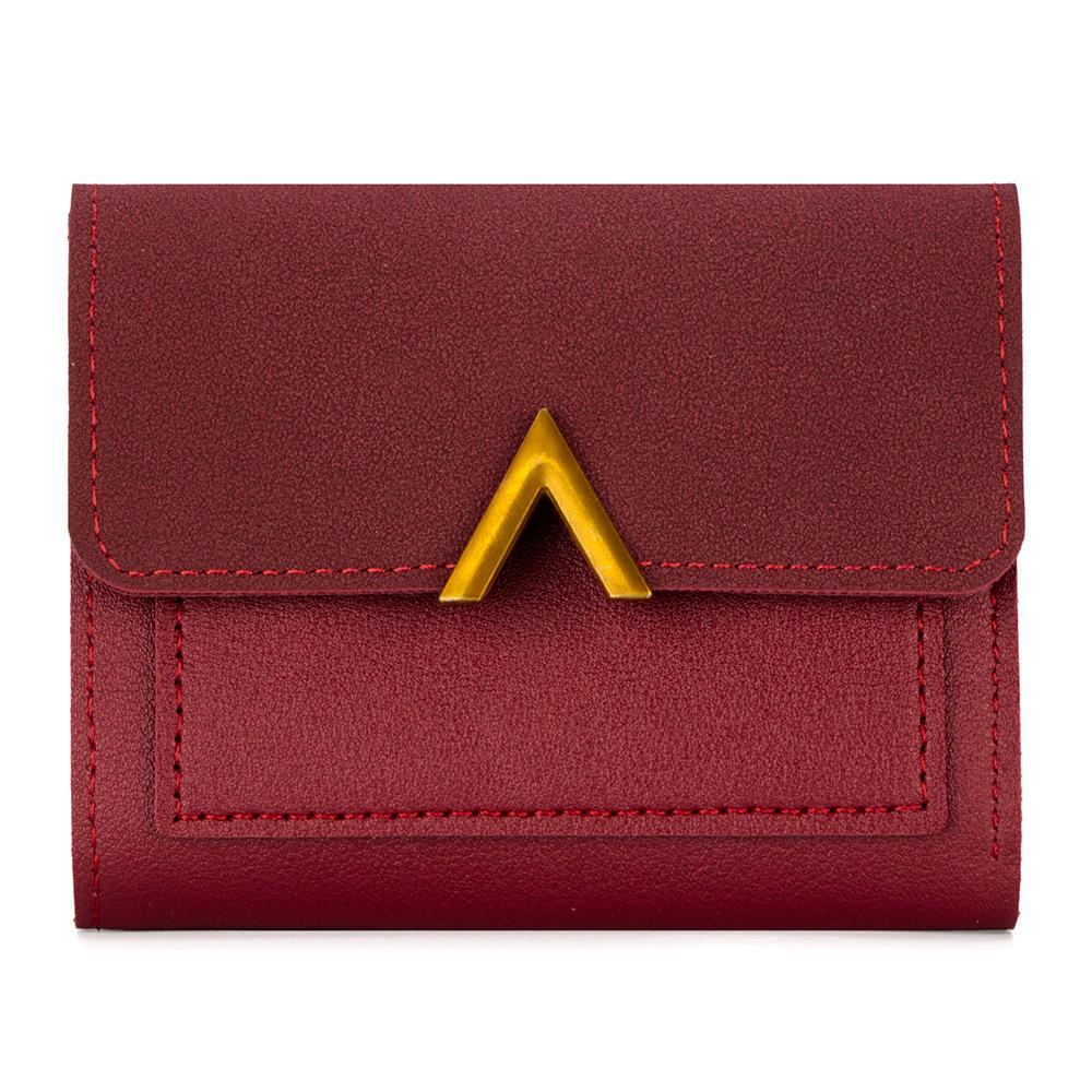 European & American Retro Women's V-Shaped Trifold Wallet with Card Holder, ID Window, Coin Purse, and Money Clip.