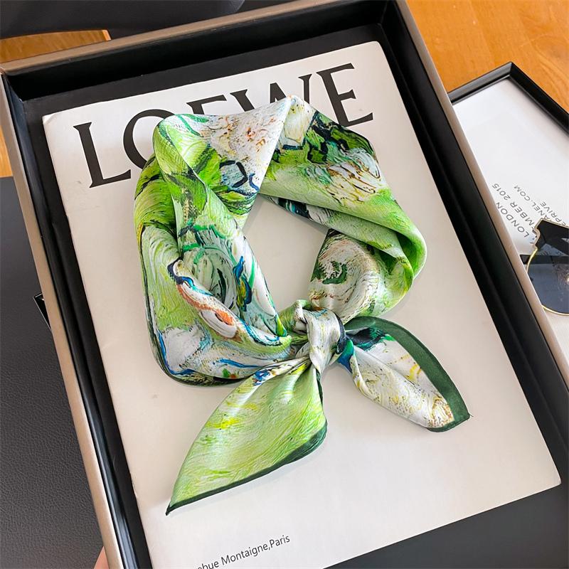 Fashion 100% Real Silk Scarf 53cm Square Bandelet Women's Silk Temperament Small Scarf Neck Decorative Wrap Printed Scarves