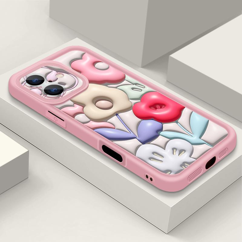 Blumenhülle für iPhone 16 Pro Max Stoßfeste TPU Weiche Silikonabdeckung Coque für iPhone 15 Pro Max 14 13 12 11 Handyhülle