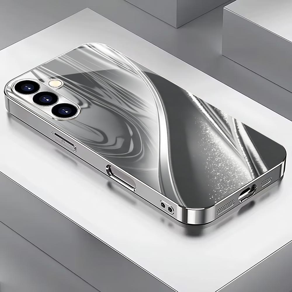 

Curved texture silver plated glass phone case suitable for Samsung Galaxy S26 S25 S24 S23 S22 S21 S20 FE/Ultra/Plus anti drop GalaxyS24FE