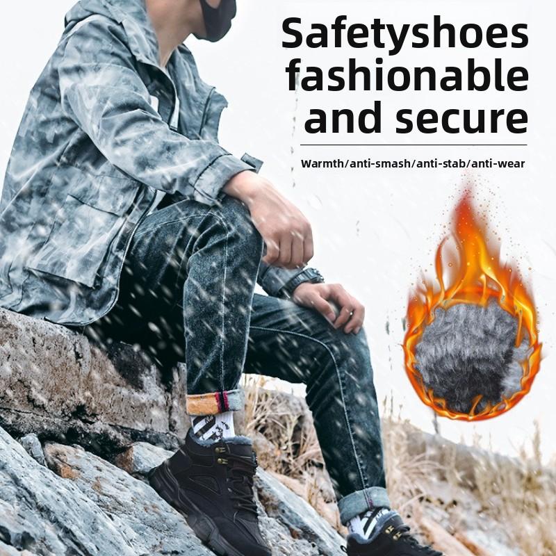 Men's Safety Shoes Winter Security Boots Cotton-padded Men Women Boots Anti-smash Thickened Working Shoes Climbing Work Shoes