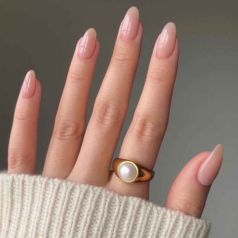 Teardrop Nude Wearable Manicure Nail Tips - Removable False Nails