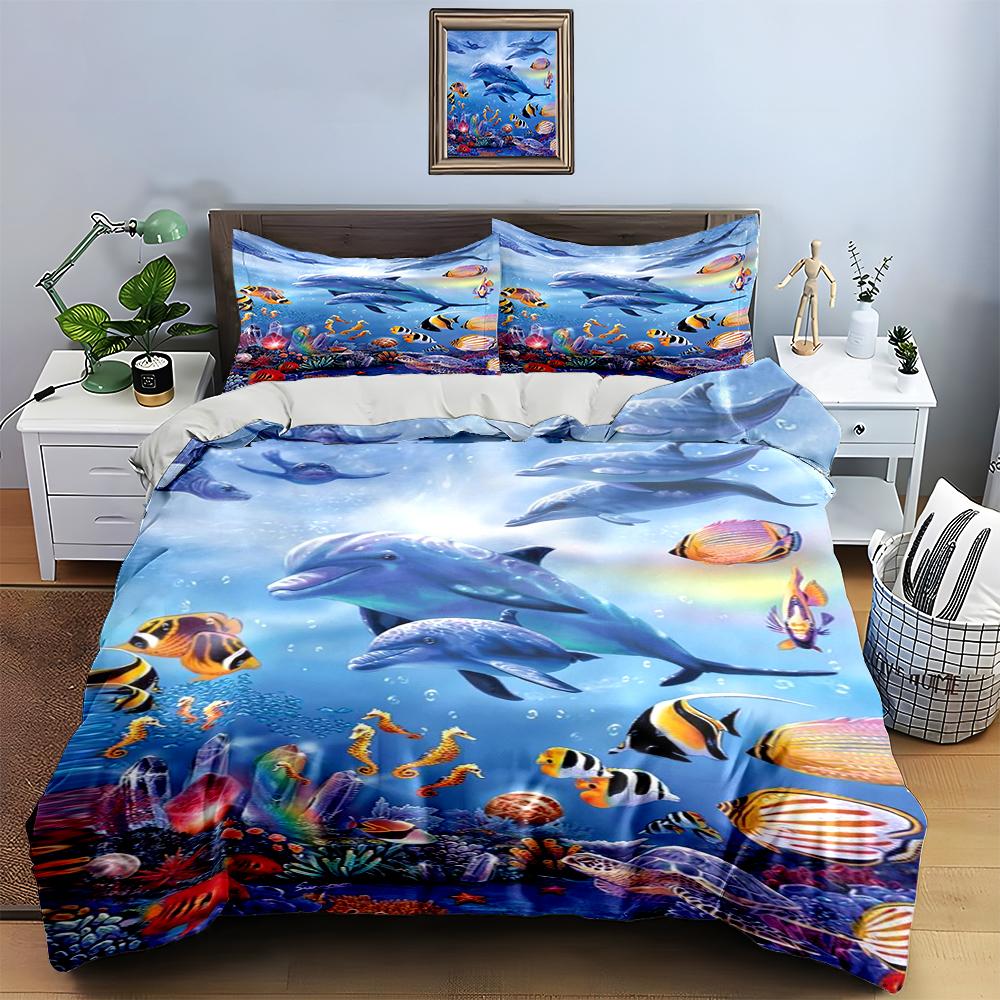 Underwater Marine Life. Bedding Duvet Cover Sets Duvet Covers Pillowcases Gifts (1 * Duvet Cover 2 * Pillowcases, Without Duvet Insert)