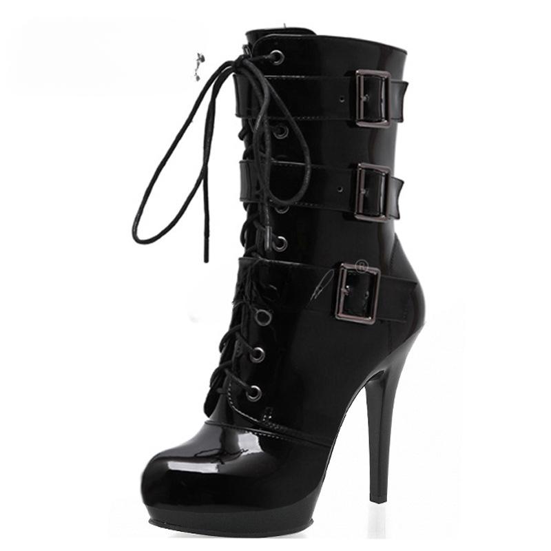 

Классические женские сапоги до середины икры на платформе, на тонком каблуке, сексуальные, для ночных клубов, женские ботильоны с низким голенищем, на высоком каблуке, 20 см, шпилька, женская обувь 36