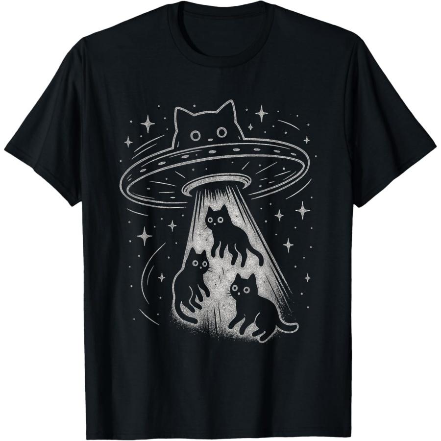 Funny Cat UFO Cute Kitty Space Spaceship Alien Aesthetic T-Shirt XXXXXL