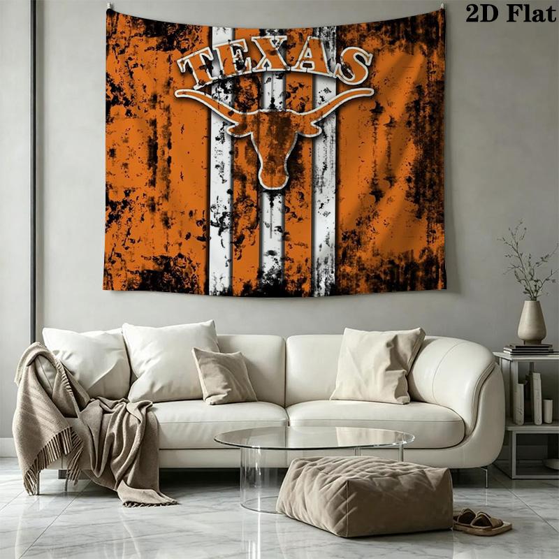 Texas Longhorns Wall Tapestry Aesthetic Wall Hanging Printed Fabric Blanket Decorative Tapestries for Bedroom Living Room Home Decor