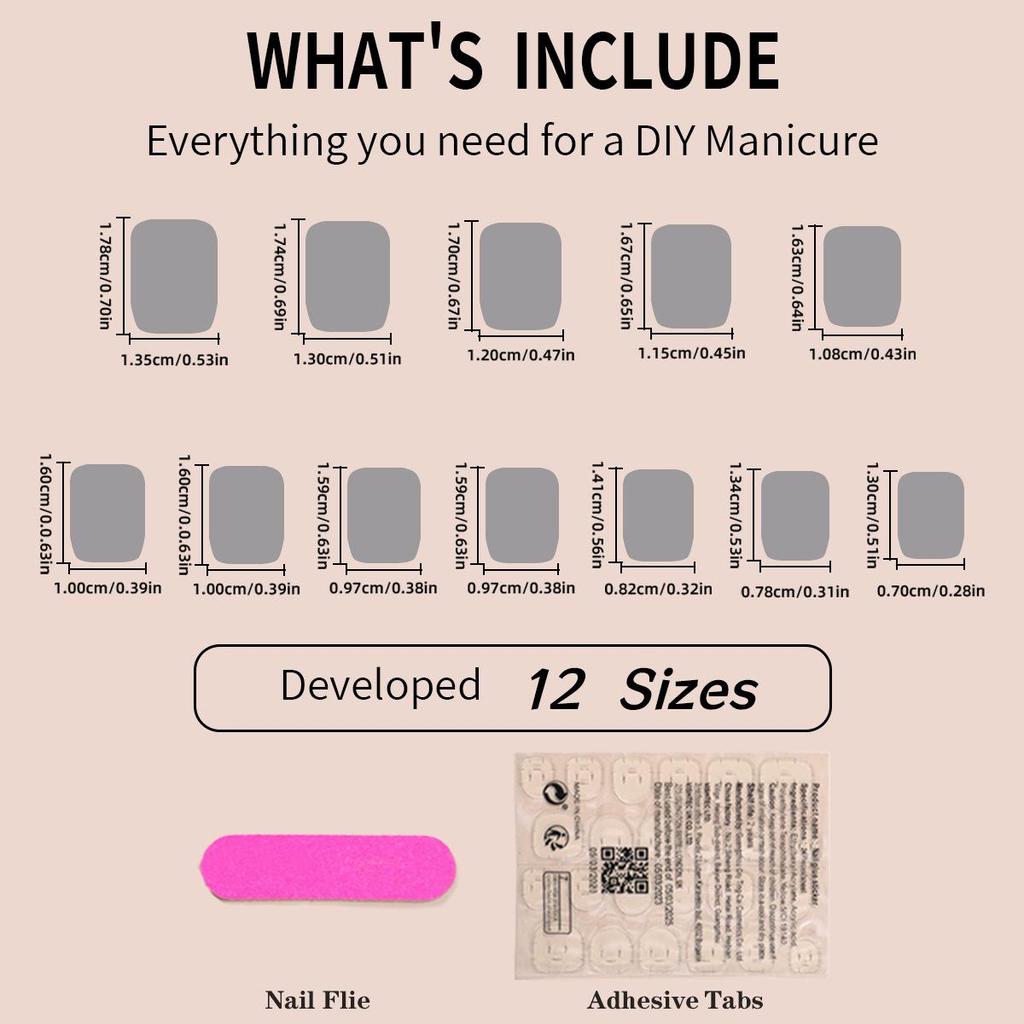 Simple Solid Color Nail Art Tips - 24-Piece Wearable Short False Nail Set