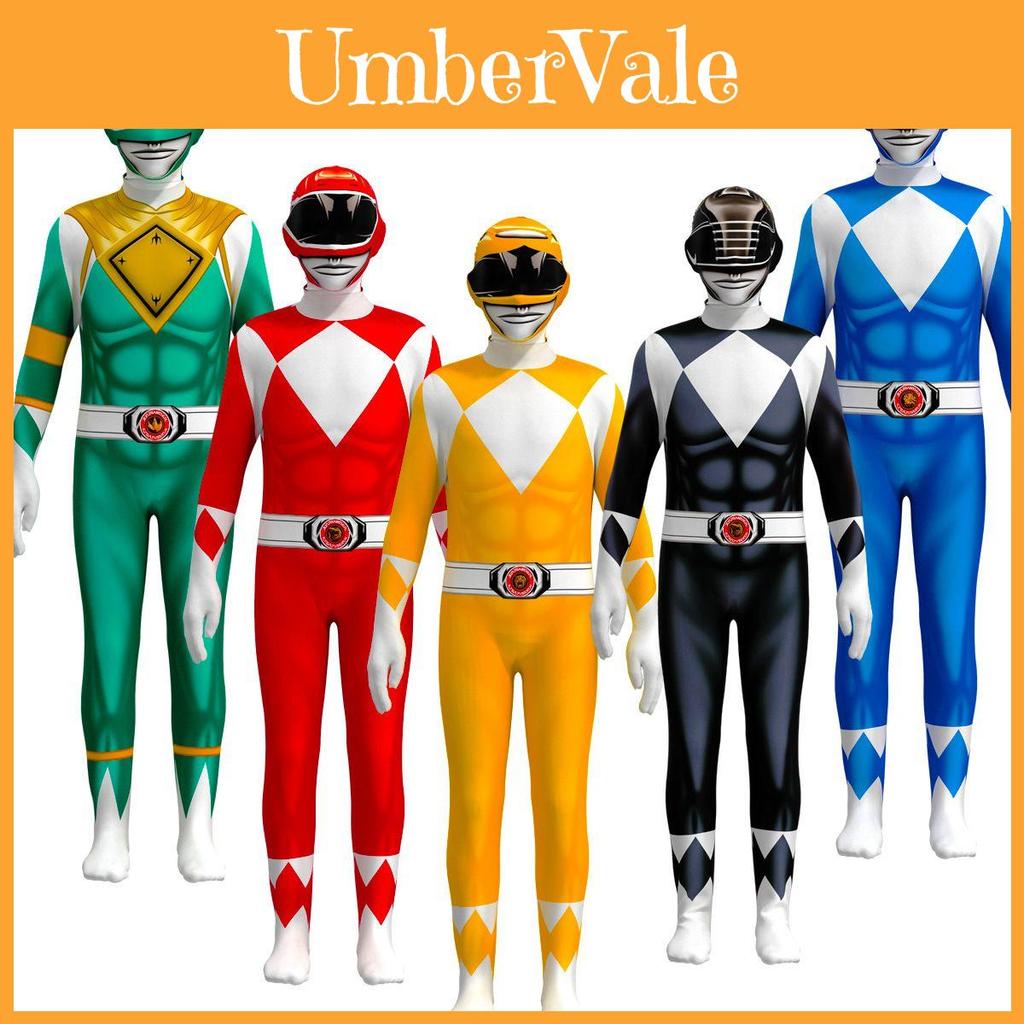 Rangers Costume Power Kids Adult Cosplay Fancy Dress Party Superhero Jumpsuit
